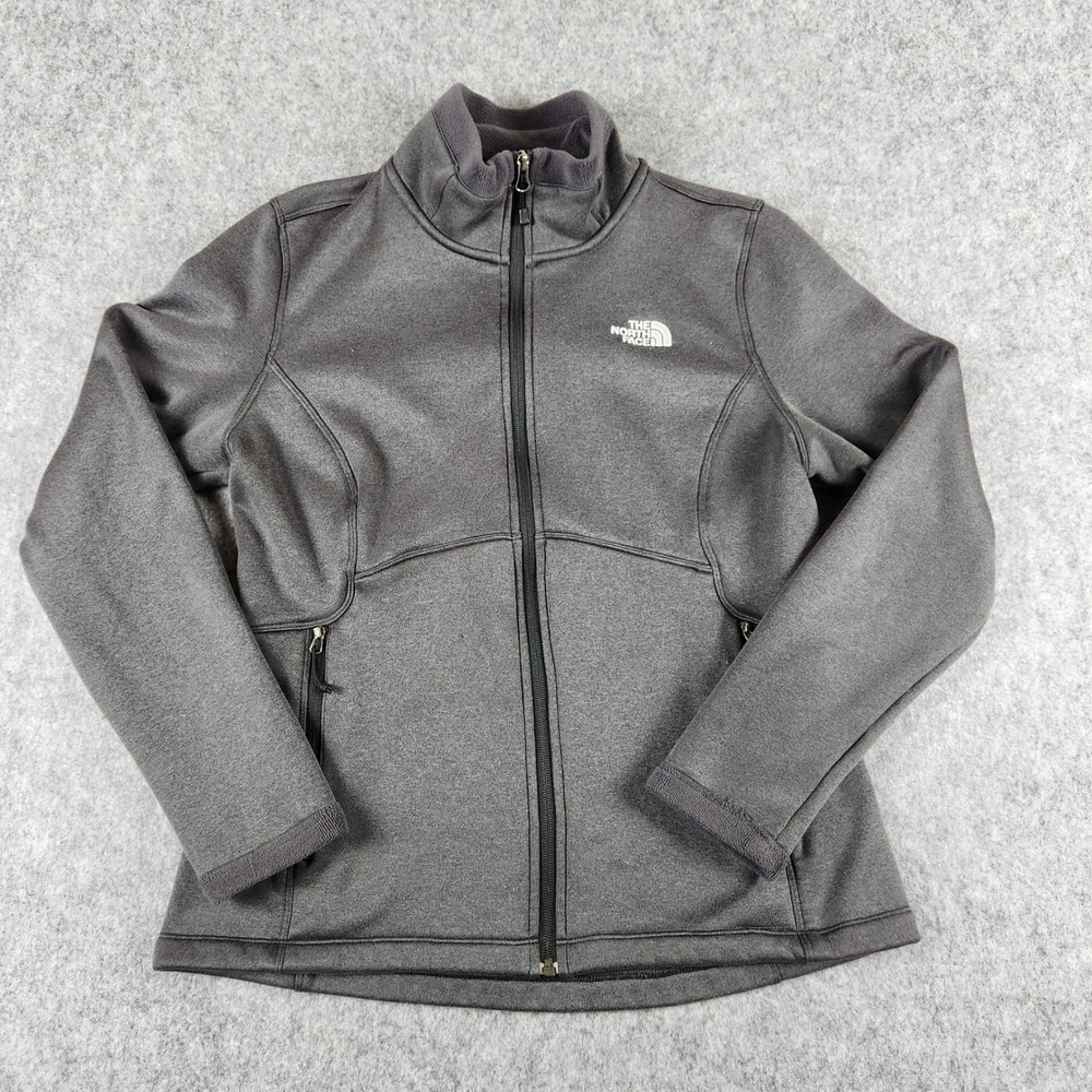 The North Face Agave Fleece Jacket Women L Gray Full Zip Midweight Activewear
